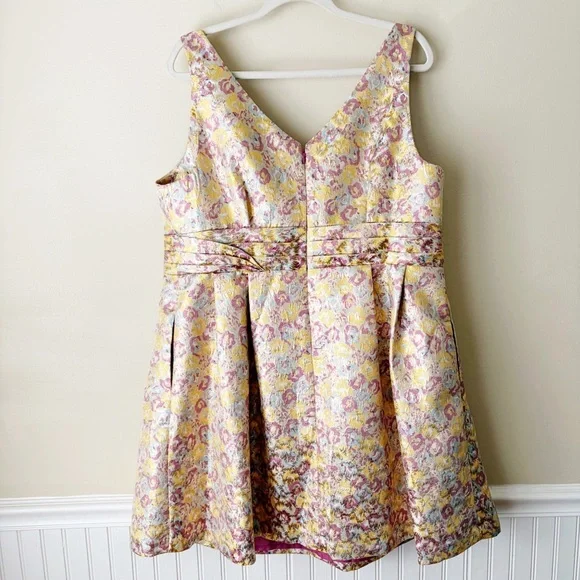 Zac Posen x Target | Floral Brocade Mini Tea Dress Oversized Bow Metallic 18W - Picture 8 of 11